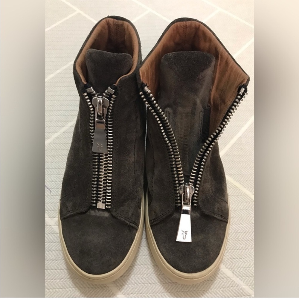FRYE dark brown suede high top shoes women's size 5.5